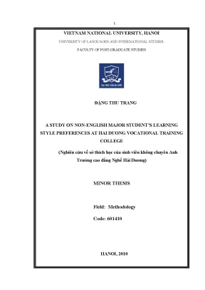 Luận văn thạc sĩ a study on non english major students learning style preferences at hai duong vocational training college