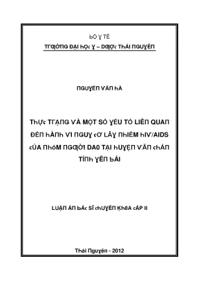 Luận văn thực trạng và một số yếu tố liên quan đến hành vi nguy cơ lây nhiễm hiv aids của nhóm người dao tại huyện văn chấn tỉnh yên bái