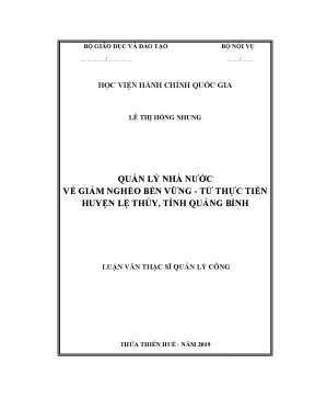 Luận văn quản lý nhà nước về giảm nghèo bền vững từ thực tiễn huyện lệ thủy tỉnh quảng bình