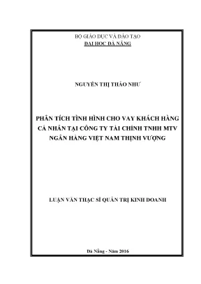 Luận văn phân tích tình hình cho vay khách hàng cá nhân tại công ty tài chính tnhh mtv ngân hàng việt nam thịnh vượng