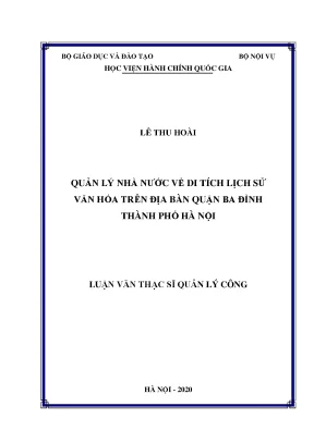 Luận văn quản lý nhà nước về di tích lịch sử văn hóa trên địa bàn quận ba đình thành phố hà nội