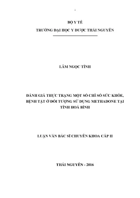 Đánh giá thực trạng một số chỉ số sức khỏe bệnh tật ở đối tượng sử dụng methadone tại tỉnh hoà bình