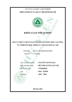 Hoàn thiện chính sách marketing hỗn hợp tại công ty tnhh tin học minh an thành phố hà nội