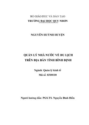 Luận văn quản lý nhà nước về du lịch trên địa bàn tỉnh bình định