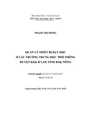 Luận văn quản lý thiết bị dạy học ở các trường trung học phổ thông huyện đăk rlắp tỉnh đăk nông