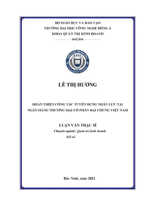 Hoàn thiện công tác tuyển dụng nhân lực tại ngân hàng thương mại cổ phần đại chúng việt nam