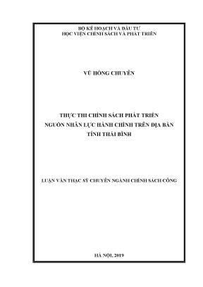 Luận văn thực thi chính sách phát triển nguồn nhân lực hành chính trên địa bàn tỉnh thái bình