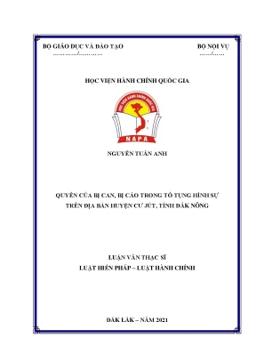 Luận văn quyền của bị cán bị cáo trong tố tụng hình sự trên địa bàn huyện cư jút tỉnh đắk nông