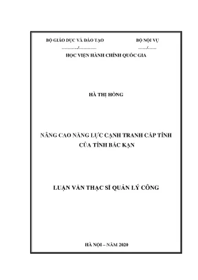 Luận văn nâng cao năng lực cạnh tranh cấp tỉnh của tỉnh bắc kạn