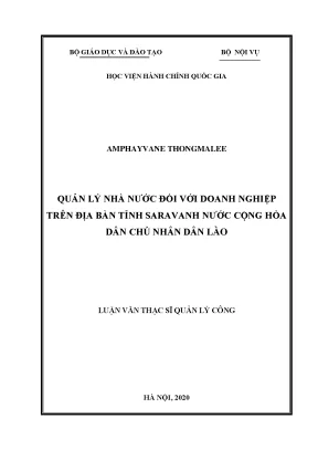 Luận văn quản lý nhà nước đối với doanh nghiệp trên địa bàn tỉnh saravanh nước cộng hòa dân chủ nhân dân lào