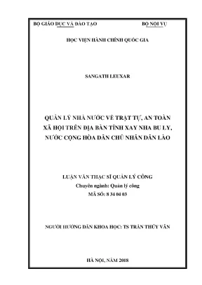 Luận văn quản lý nhà nước về trật tự an toàn xã hội trên địa bàn tỉnh xay nha bu ly nước cộng hòa dân chủ nhân dân lào