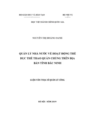 Luận văn quản lý nhà nước về hoạt động thể dục thể thao quần chúng trên địa bàn tỉnh bắc ninh