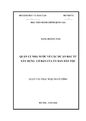 Luận văn quản lý nhà nước về các dự án đầu tư xây dựng cơ bản của ủy ban dân tộc
