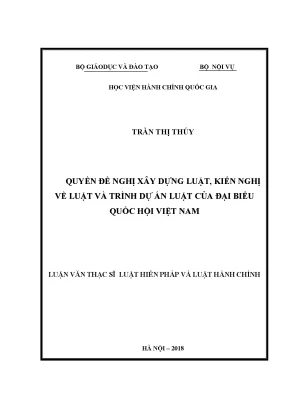 Luận văn quyền đề nghị xây dựng luật kiến nghị về luật và trình dự án của đại biểu quốc hội việt nam