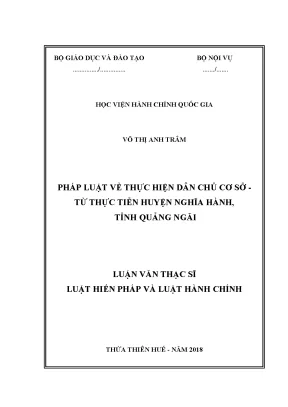 Luận văn pháp luật về thực hiện dân chủ cơ sở từ thực tiễn huyện nghĩa hành tỉnh quảng ngãi
