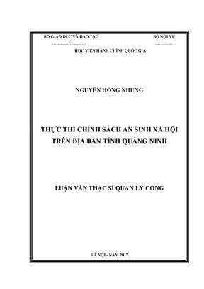 Luận văn thực thi chính sách an sinh xã hội trên địa bàn tỉnh quảng ninh