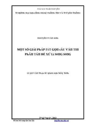 Luận văn một số giải pháp rút gọn câu vấn tin phân tán để xử lí song song