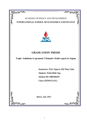 Luận văn solutions to promote vetnams fruit export to japan