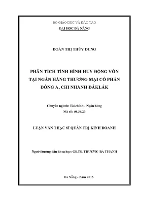 Luận văn phân tích tình hình huy động vốn tại ngân hàng tmcp đông á chi nhánh đăk lắk