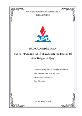 Luận văn phân tích mã cổ phiếu mwg của công ty cổ phần thế giới di động