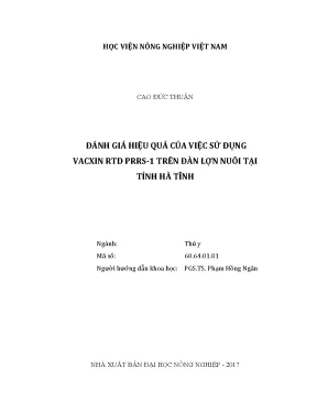 Luận văn đánh giá hiệu quả của việc sử dụng vacxin rtd prrs 1 trên đàn lợn nuôi tại tỉnh hà tĩnh
