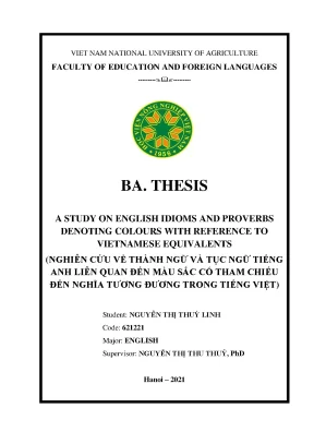 A study on english idioms and proverbs denoting colours with reference to vietnamese equivalents