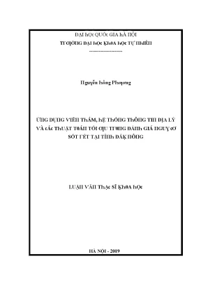 Luận văn thạc sĩ ứng dụng viễn thám hệ thống thông tin địa lý và các thuật toán tối ưu trong đánh giá nguy cơ sốt rét tại tỉnh đắk nông vnu lvts08w