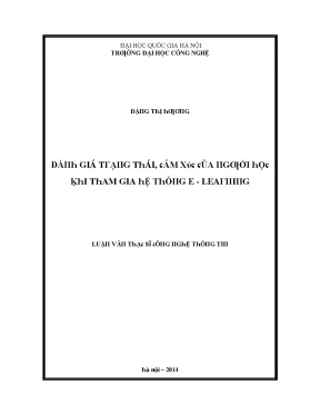Luận văn đánh giá trạng thái cảm xúc của người học khi tham gia hệ thống e learning