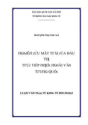 Luận văn nghiên cứu mặt trái của đầu tư trực tiếp nước ngoài vào trung quốc