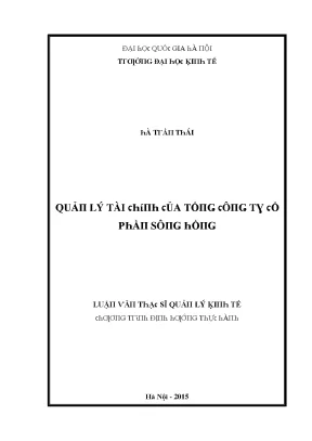 Luận văn quản lý tài chính của tổng công ty cổ phần sông hồng