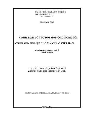 Luận văn chính sách hỗ trợ đổi mới công nghệ đối với doanh nghiệp nhỏ và vừa ở việt nam