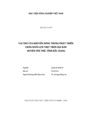 Vai trò của khuyến nông trong phát triển chăn nuôi lợn thịt trên địa bàn huyện yên thế tỉnh bắc giang