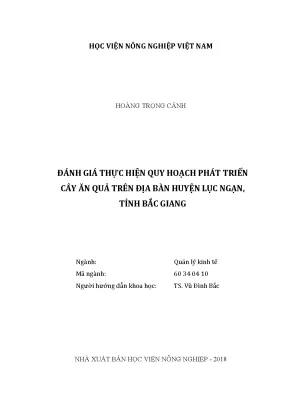 Luận văn đánh giá thực hiện quy hoạch phát triển cây ăn quả trên địa bàn huyện lục ngạn tỉnh bắc giang