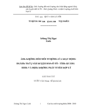 Luận văn thạc sĩ ảnh hưởng đến môi trường của hoạt động ngành thủy sản huyện đảo cô tô tỉnh quảng ninh và định hướng phát triển hợp lý vnu lvts004