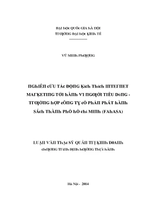 Luận văn nghiên cứu tác động kích thích internet marketing tới hành vi người tiêu dùng trường hợp công ty cổ phần phát hành sách tp hồ chí minh fahasa