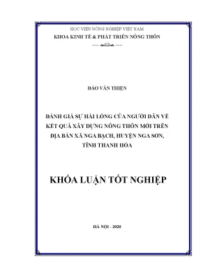 Luận văn đánh giá sự hài lòng của người dân về kết quả xây dựng nông thôn mới trên địa bàn xã nga bạch huyện nga sơn tỉnh thanh hóa