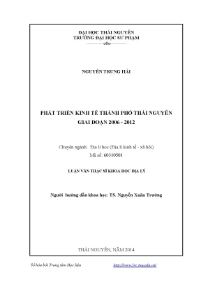 Phát triển kinh tế thành phố thái nguyên giai đoạn 2006 2012