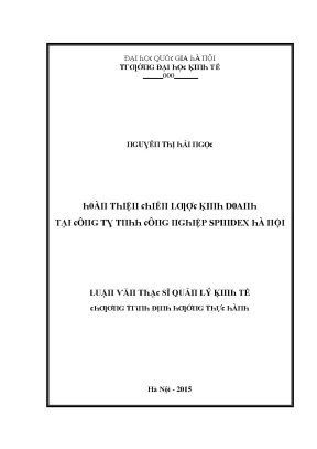 Luận văn hoàn thiện chiến lược kinh doanh tại công ty tnhh công nghiệp spindex hà nội