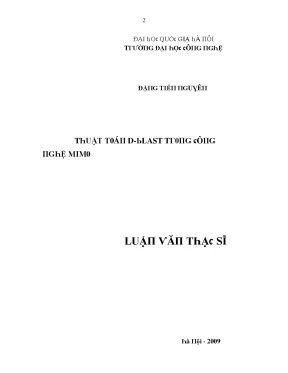 Luận văn thuật toán d blast trong công nghệ mimo