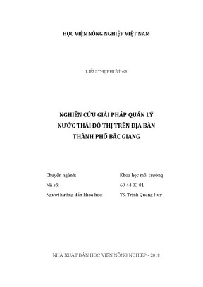 Luận văn nghiên cứu giải pháp quản lý nước thải đô thị trên địa bàn thành phố bắc giang
