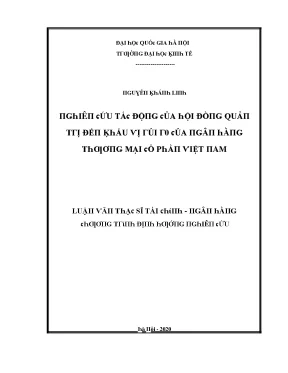 Luận văn nghiên cứu tác động của hội đồng quản trị đến khẩu vị rủi ro của ngân hàng thương mại cổ phần việt nam