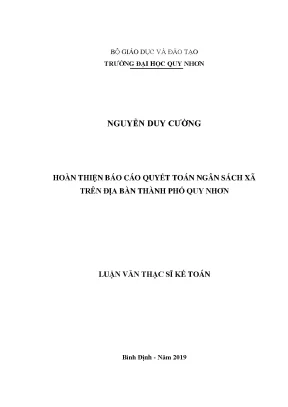 Luận văn hoàn thiện báo cáo quyết toán ngân sách xã trên địa bàn thành phố quy nhơn