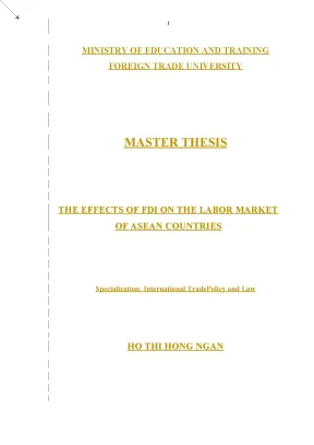 Luận văn the effects of fdi on the labor market of asean countries