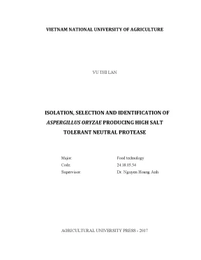 Luận văn isolation selection and identification of aspergillus oryzae producing high salt tolerant neutral protease