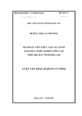 Luận văn đánh giá viên chức tại các cơ sở giáo dục nghề nghiệp công lập trên địa bàn tỉnh đắk lắk