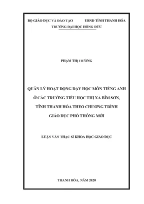 Quản lý hoạt động dạy học môn tiếng anh ở các trƣờng tiểu học thị xã bỉm sơn tỉnh thanh hóa theo chƣơng trình giáo dục phổ thông mới