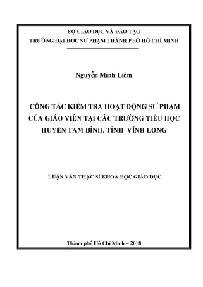 Luận văn công tác kiểm tra hoạt động sư phạm của giáo viên tại các trường tiểu học huyện tam bình tỉnh vĩnh long