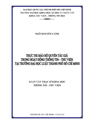 Thực thi bảo hộ quyền tác giả trong hoạt động thông tin thư viện tại trường đại học luật thành phố hồ chí minh