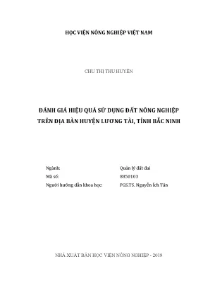 Luận văn đánh giá hiệu quả sử dụng đất nông nghiệp trên địa bàn huyện lương tài tỉnh bắc ninh