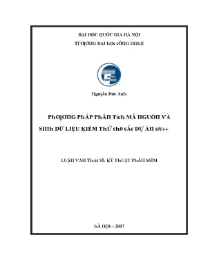 Luận văn phương pháp phân tích mã nguồn và sinh dữ liệu kiểm thử cho các dự án c c